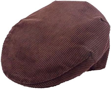 Mens Ladies Adult Classic Country Style Cotton Corduroy British Made Flat Cap - Brown - One Size