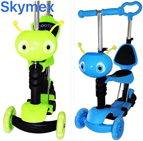 5 IN 1 Kick Scooters for all Ages 1-6 ,6-10 Gift Flashingwheel Mini Maxi Toddler Kick Kid Toys present gift ideas (BLUE)