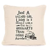 Harry Potter inspired just a wizard girl living in a muggle world great cushion gift idea