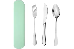 YUDANSI Stainless Steel Camping Cutlery Set, 3Pc Knife Fork Spoon for Outdoor Travel Picnic Office School, Portable Office School Lunch Box Stainless Steel Flatware,Outdoor Camping Travel Cutlery Set