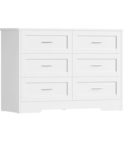 HOCSOK Commode wit met 7 laden, commode met houten plaat, opbergkast voor slaapkamer, woonkamer, jeugdkamer, hal en kantoor, 106 x 40 x 81 cm