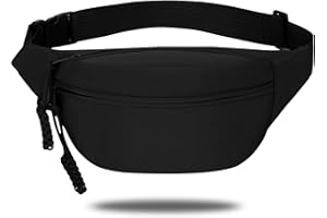 FLZONHUT Sac Banane Femme,Sac Banane Bandoulière avec Ceinture Ajustable et 2 Poches,Banane Sacoche Homme Sacoche Bandoulière pour Femme Homme Sport Course Randonnée Jogging(Noir)