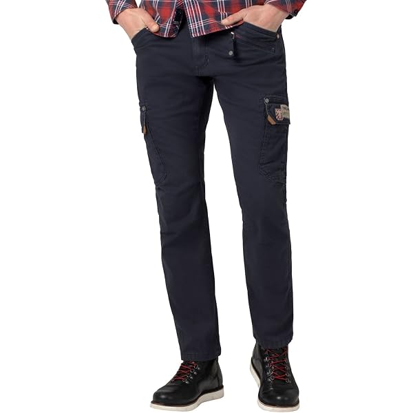 Timezone BenitoTZ Pantaloni Cargo Uomo Larghi Con Cintura In Tela - Nero, Taglia 52 (38W/32L)