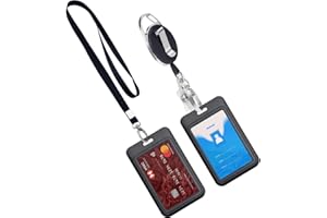 AZWOOD Juego de portatarjetas correderas de plástico con ventana transparente y puerta vertical retráctil con llavero, puerta rígida, con cordón para oficina, escuela