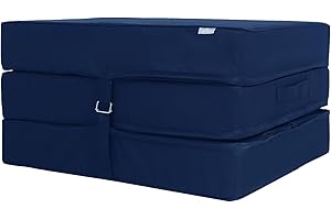 BBLOSSOM Navy CUBE Fold Out Guest Chair Z Bed Futon Sofa Comfortable Supreme Quality Foam for Adult and Kids Lounger Mattress