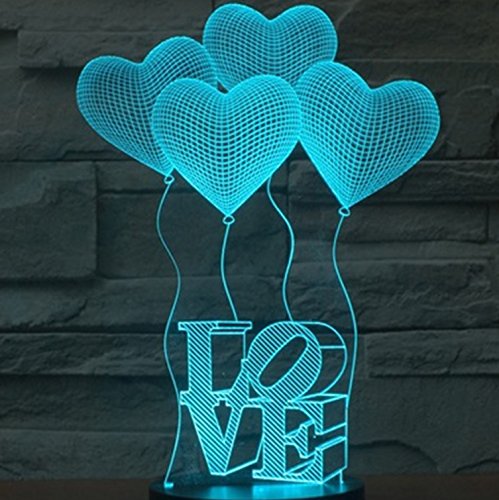 SmartEra® 3D Optical Illusion 4 Love Forme e lettere AMORE illuminazione notturna colore del cambiamento 7 Pulsante USB tocco scrittorio LED lampada da tavolo luce
