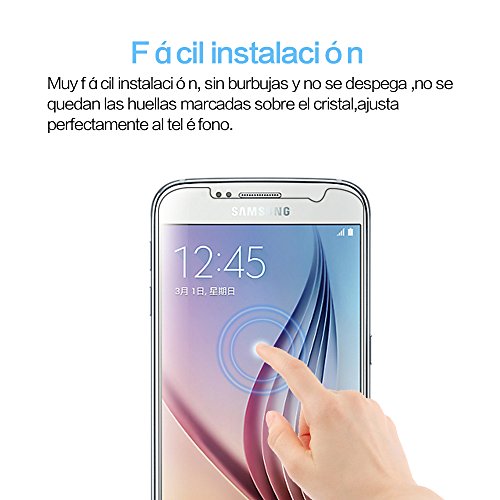  2-Pack  Samsung Galaxy S6 Cristal Templado Protector de Pantalla  Nazzamo Samsung Galaxy S6 Templado Vidrio Protector de Pantalla  9H Dureza   Ultra-trasparente   Sin Burbujas   Resistente a Ara  azos  Protector Cristal Vidrio Templado para Samsung Galaxy S6