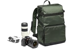 Manfrotto Street Slim Mochila para Cámaras Réflex y sin Espejo, Acceso Frontal y Trasero, Inserto Extraible para Cámera y Portátil, Mochila Compacta para Accesorios de Fotografía, Color Verde