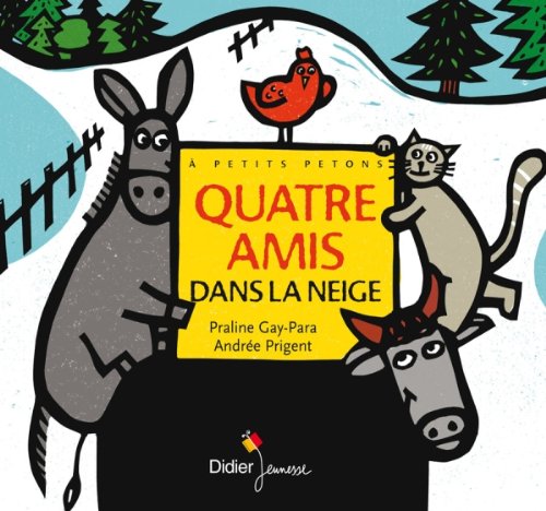 Quatre amis dans la neige