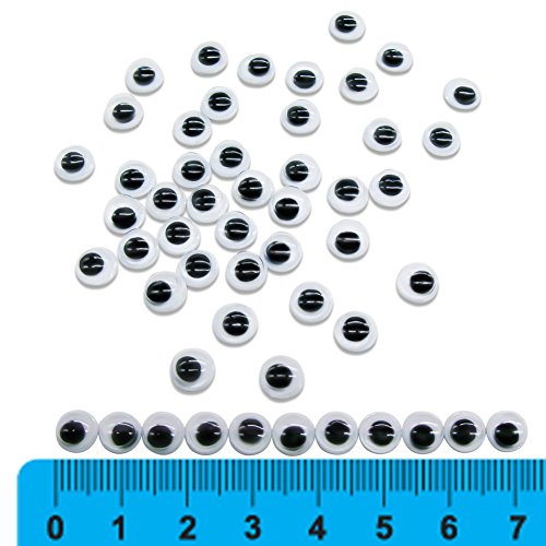 TOAOB Selbstklebend Wackelaugen Runde Schwarz Weiß 6mm DIY Scrapbooking Kunsthandwerk Spielzeug Zubehör Packung mit 600 Stück - 2