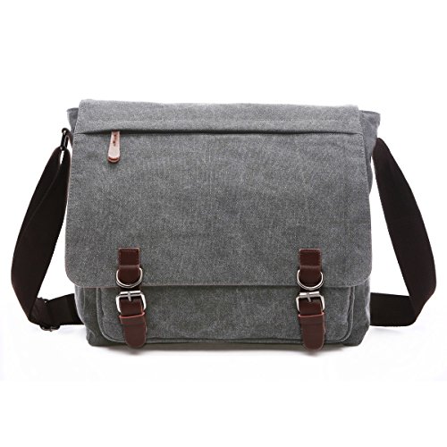 BAOSHA MS-08 Canvas Umh  ngetasche Schultertasche 15 Zoll Computer Laptop Tasche Crossbody Messenger Bag f  r Arbeit Uni Reise Sport  Grau 