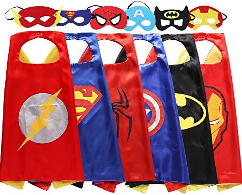 Zaleny Superhero Dress Up Costumes 6 Satin Capes with Felt Masks