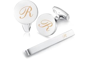 HONEY BEAR Carta Inicial Alfabeto Gemelos & Clip Pasador de Corbata Pisacorbatas para la Camisa de los Hombres Regalo de Boda del Negocio Plata