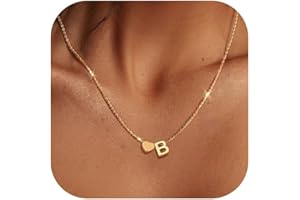 LOLIAS Collar Inicial Corazón para Mujer - Letra y Nombre en Oro - Acero Inoxidable - Colgante Pequeño Personalizado - Regalos para Mujeres y Niñas