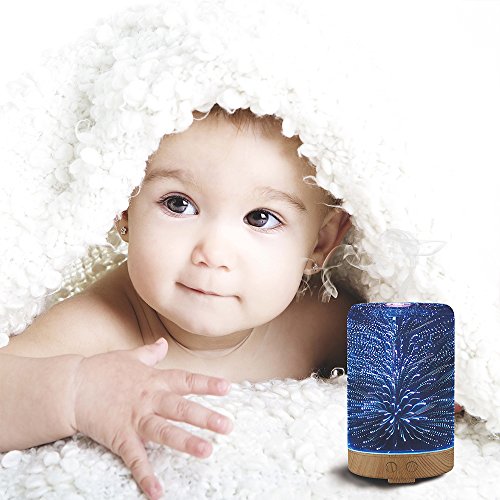 Aroma Diffuser 100ml Luftbefeuchter Oil Düfte Humidifier 3D Glas LED mit 16 Farben für Yoga Salon Spa Wohn-, Schlaf-, Bade- oder Kinderzimmer Hotel - 5