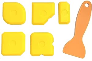 BEIIEB 6-częściowy zestaw skrobaków, żółty silikonowy uszczelniacz gładki, wygładzacz połączeń, aplikator konturów, zestaw skrobaków do kuchni