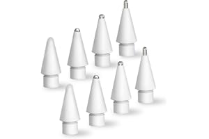 MHDUYEG Lot de 8 Pencil Pointes pour Apple,Pointes de Rechange pour Apple Pencil 2./ 1.Génération,Pointes de Rechange Haute Sensibilité,Stylet de Commande Précis,Blanc et Transparent