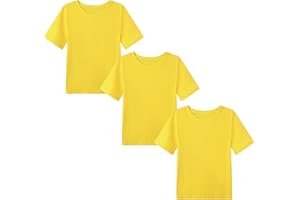Smazero Kids Plain T-Shirt Cotton Crew Neck Girls Boys T Shirts Summer Short School PE Tee Tops for Children 5-13 Years 3 Packs