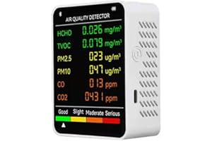 SENRN 6 in 1 Air Quality Monitor Air Monitor CO2 Carbon Dioxide Detector Air Quality Temperature Humidity Monitor Fast Measurement Meter Carbon Dioxide Level Controller
