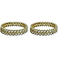 ACCESSHER Gold-Tone White Kundan Bangle Set for Women - Elegant Traditional Bangles with Gold-Plated Outline (Set of 4) - Suitable for Ethnic & Casual Looks