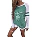 Produktbild OVERDOSE Damen Lässige Blumen Splice-Streifen Druck Rundhalsausschnitt Pullover Bluse Tops T-Shirt (S, A-Z-A-Green)