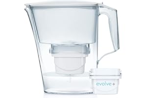 Aqua Optima Liscia - Caraffa Filtrante per Acqua, Capacità 2,5 Litri, con 1 Cartuccia Filtrante Evolve+ da 30 Giorni, Riduce Microplastiche, Cloro, Calcare e Impurità