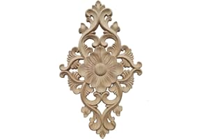 LUMoony Holzornamente für Möbel 2Pcs Ornamente für Möbel Holz Geschnitzte Möbel Appliques Schnitzerei Ornament Applique Frame für Möbel Holzschnitzerei Applique Ornament Holz Möbel Wanddeko Holz