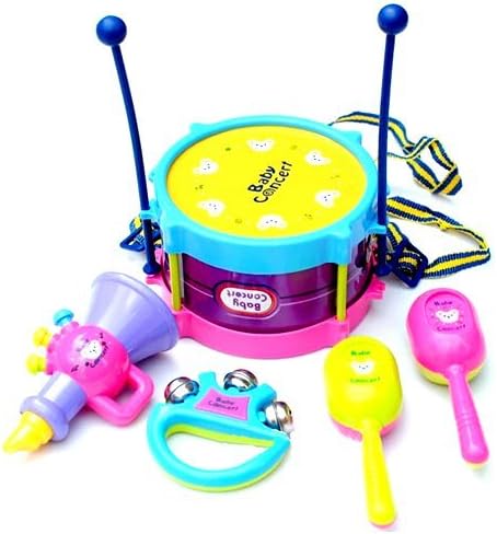 Kasstino Kids Children Set of 5pcs Roll Drum Band Kit Set Musical Instruments Toy Gift