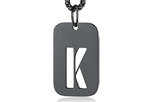 ChainsPro Men Dog Tag Necklace,Personalised Photo/Text Dog Tags for Men Boy Initial Letter Pendant with 22+2'' Chain,Silver/Gold/Black (Gift Wrapped)