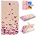Produktbild KSHOP Schutzhülle PU Leder Anti-Fingerprint für Samsung Galaxy S6 Edge Hülle Case Cover Magnetverschluss Bookstyle Handyhülle Taschen Ultradünn mit Standfunktion Schale Muster Prägung Erleichterung - Kleine farbige Liebe + Rose Bleistift Touch