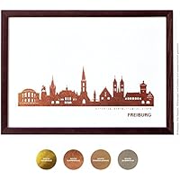 FREIBURG Kunstdruck in Kupfer Gold Silber Rosegold, 2 Grössen, individuelles Geschenk Hochzeit Studium Geburtstag Jahrestag Jubiläum Abschied für beste Freunde Kollegen Familie, Skyline Print Wandgestaltung Idee Wanddekoration Büro Zuhause von 44spaces