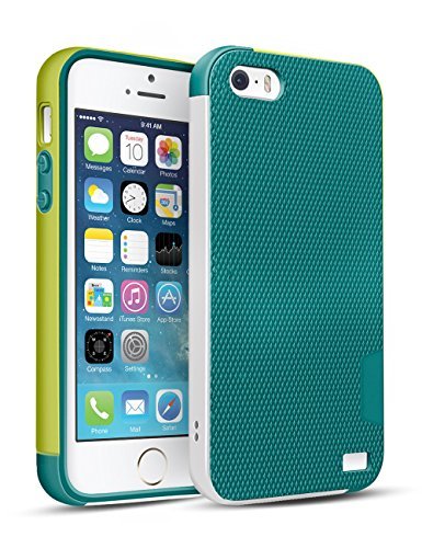 iPhone SE Case, 3 Color Hybrid Dual Layer Shockproof Case [Extra Front
Raised Lip] Soft TPU & Hard PC Bumper Protective Case Cover for iPhone
SE/5/5S [Green]