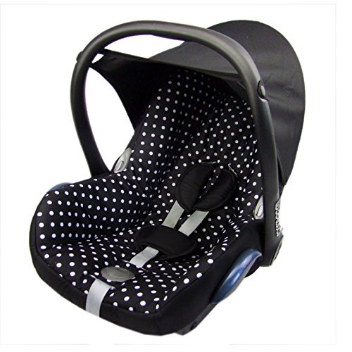 Babys-Dreams Ersatzbezug für Maxi-Cosi CabrioFix 6 tlg. SCHWARZ + KLEINE WEISSE PUNKTE *NEU* Bezug für Babyschale Sommerbezug Cabrio Fix - 2