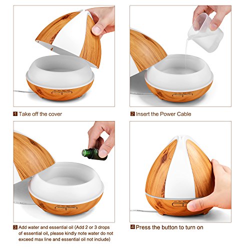 OMOTON Aroma Diffusor 300ml automatischer Luftbefeuchter mit 7 Farbwechsel LED für Yoga, Salon, Spa, Büro, Wohn-, Schlaf-, Bade- oder Kinderzimmer - 6