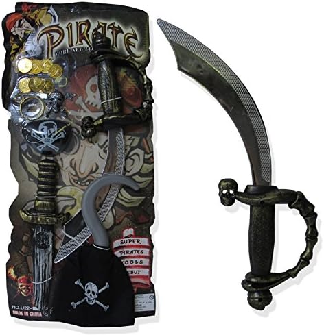 CAPTAIN JACK PIRATE WEAPON SET SWORD DAGGER HOOK FANCY DRESS ACCESSORY