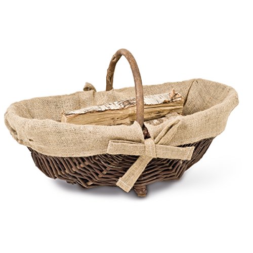 Kaminholzkorb oval, dunkelbraun, T 34cm x B 53cm x H 21cm/32cm