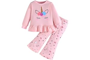Pilipulu Conjunto Niña de Sudadera y Leggings para Niñas Ropa de 2 Piezas Camiseta Manga Larga Algodón 2-7 años