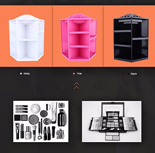 ★ Make Up / Kosmetik Organizer ★ 360 Grad drehbar ★ Kein Aufbau notwendig! ★ (Pink, Schwarz, Weiß) - 6