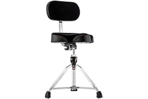 ‎GIBRALTAR Gibraltar Schlagzeughocker, Drumhocker 9000 Series Moto Saddle mit Backrest Pro Series, 9608MB (Durchmesser: 42cm, Vinyl-Sitzfläche, Super Lock, doppelstrebige Basis, 'Super Foot' Gummifüße)