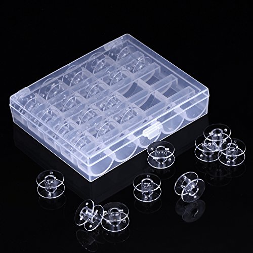 Mudder 25 Stück Transparent Plastik Nähmaschinen Spulen mit Maßband und Box für Brother Singer Babylock Janome Kenmore - 5