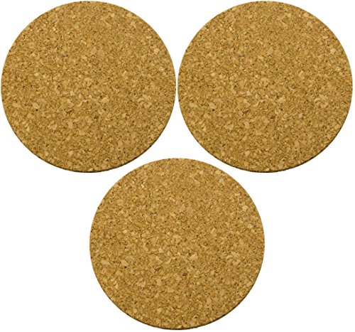3 Stück runde Korkuntersetzer # je Ø 19 cm # 1 cm hoch # Made in EU # bestens geeignet als Topfuntersetzer, zum Basteln usw. # Untersetzer aus Kork