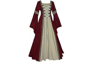 YUDATPG Women Medieval Dress Court Renaissance Dress Victoria Ball Gown Gothic Trumpet Long Sleeve Dress for Halloween Costume Irish Cosplay
