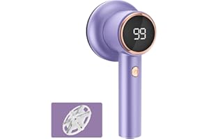 KISUFU Quitapelusas Eléctrico, Quita Pelusas Ropa Recargable, Cuchilla de 6 Hojas, Pantalla LED, Carga USB Quita Pelotillas Ropa Quitapelusas Electrico De Ropa con Cepillo Estático Tener 3 Velocidades.