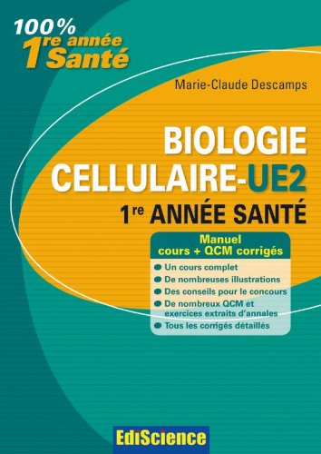 Biologie cellulaire-UE2, 1re année Santé: Cours, QCM et exercices corrigés en ligne