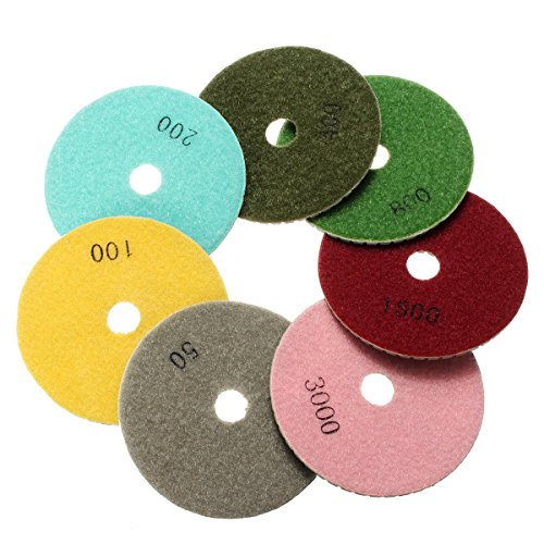 Baban 8pcs Schleifscheibe Polierscheiben Diamant Polierscheibe polishing pads Steinschleifer Inkl 4'' Teller für Marmor