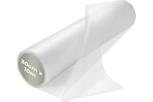 The Bead Shop Film de Finition Broderie Transparent Soluble à l'Eau 25 Micron - Rouleau de 30cm (12") x 10m - Polyvalent pour Broderie Machine et Couture à la Main