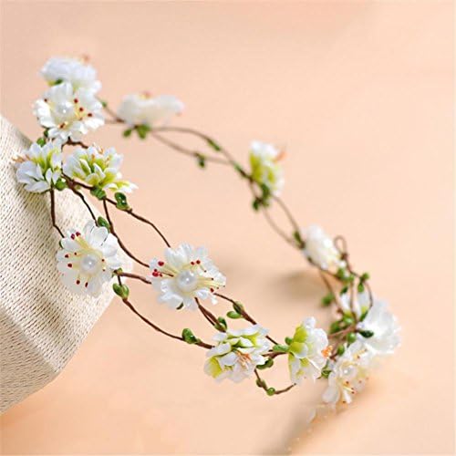 GCF® Garland Bridemaid Flower Bridal Wreath Vacation Artificial Flower Rattan Head Wreath For Hair Floral Bridal Hair Accessory Wedding Flower Headpiece , white