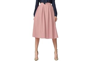 Urban GoCo Midi Jupe Plissée de Femmes Vintage De A-Ligne Taille Haute Jupe Longue avec Poches