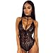 Produktbild Fletion Damen Sexy Lace Bodysuit Halter Dessous V-Ausschnitt Spitze Kleid Unterwäsche Nachtwäsche