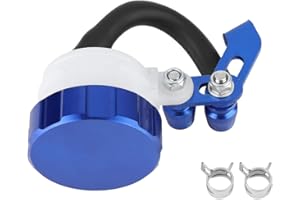 EVGATSAUTO Serbatoio liquido frizione, Cilindri olio universali per moto CNC Serbatoio freno Serbatoio liquido serbatoio frizione anteriore (Blu Nero Argento)(Blu)